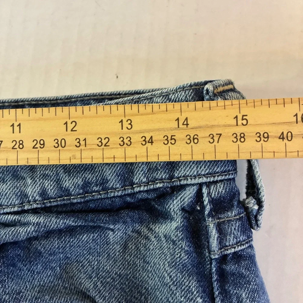 True Religion Ricky Relaxed Straight Distressed Blue Denim Jeans Mens Size 28x32